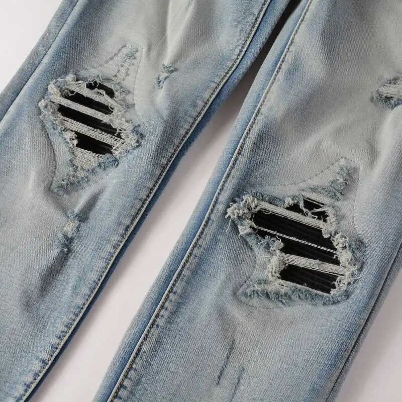 Distressed Patchwork Jeans