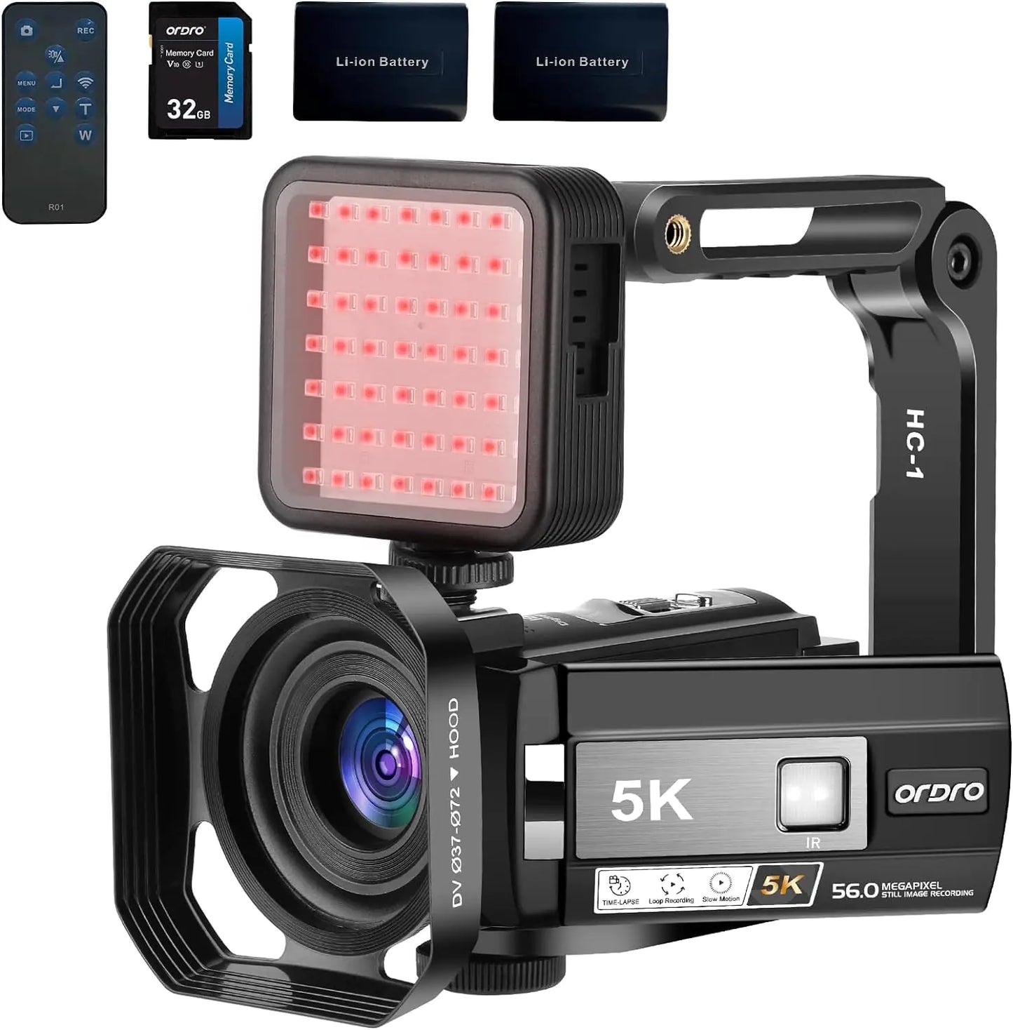ORDRO 5K Ultra HD Night Camcorder with Touch Screen