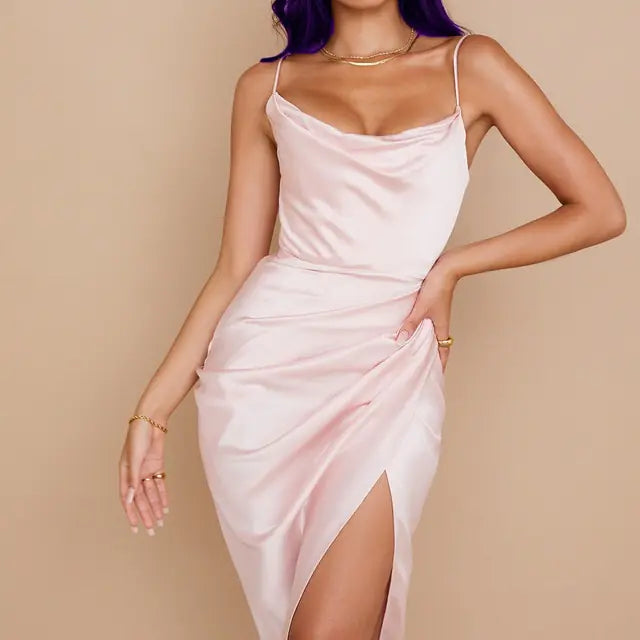Sexy Sling Temperament Folds Dress