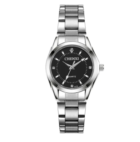 CHENXI Elegant Women’s Quartz Watch – Silver & Blue Minimalist Style