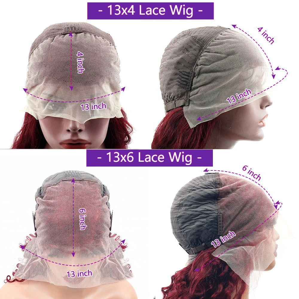 200 Density 13x6 Hd Lace Front Human Hair Wig 99J Burgundy Preplucked Hd Transparent 13x4 Body Wave Human Hair Lace Frontal Wigs