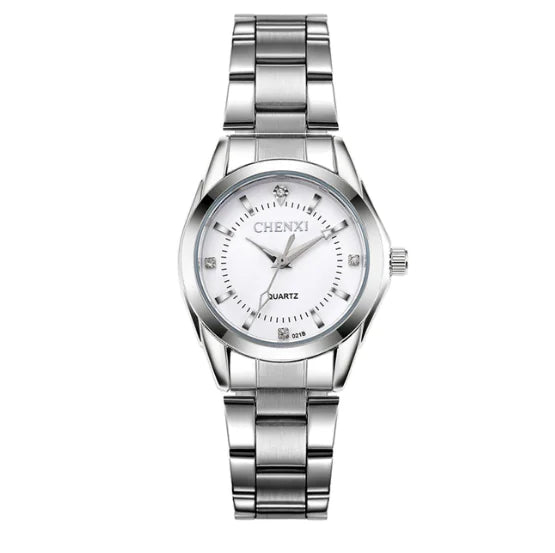 CHENXI Elegant Women’s Quartz Watch – Silver & Blue Minimalist Style