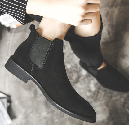 Men’s Classic Chelsea Boots – High-Top Slip-On Style with PU Leather Finish