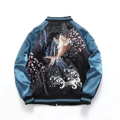 Koi Embroidered Bomber Jacket