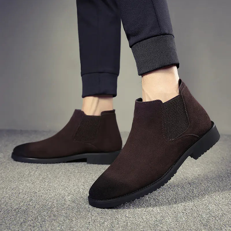 Men’s Classic Chelsea Boots – High-Top Slip-On Style with PU Leather Finish
