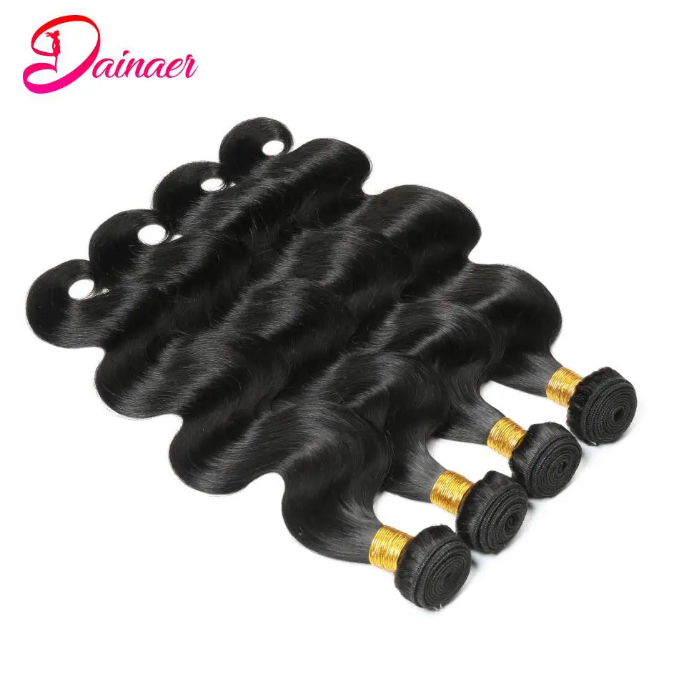 3 PCS Body Wave Bundles 100% Unprocessed Virgin Hair Brazilian Weaving Human Hair Bundles Natural Color Remy Hair Extensions