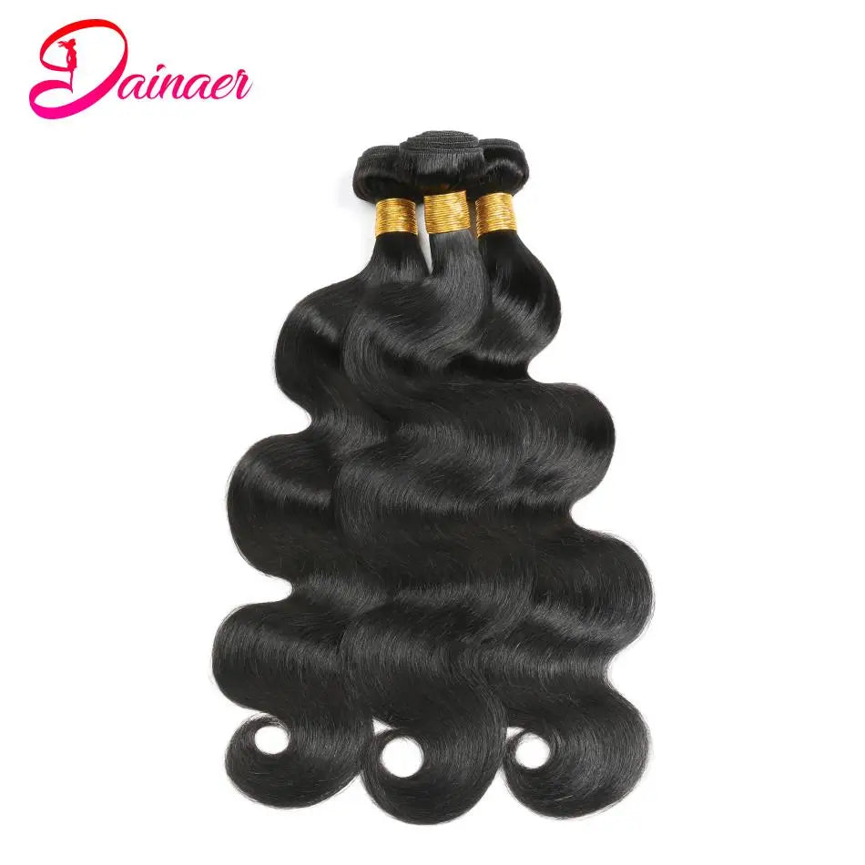 3 PCS Body Wave Bundles 100% Unprocessed Virgin Hair Brazilian Weaving Human Hair Bundles Natural Color Remy Hair Extensions