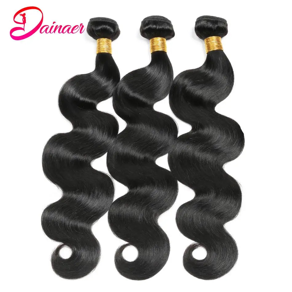 3 PCS Body Wave Bundles 100% Unprocessed Virgin Hair Brazilian Weaving Human Hair Bundles Natural Color Remy Hair Extensions