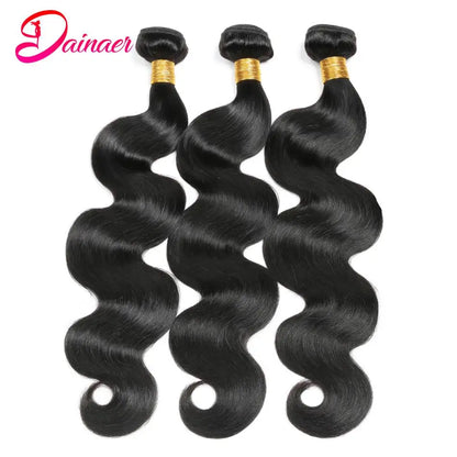 3 PCS Body Wave Bundles 100% Unprocessed Virgin Hair Brazilian Weaving Human Hair Bundles Natural Color Remy Hair Extensions