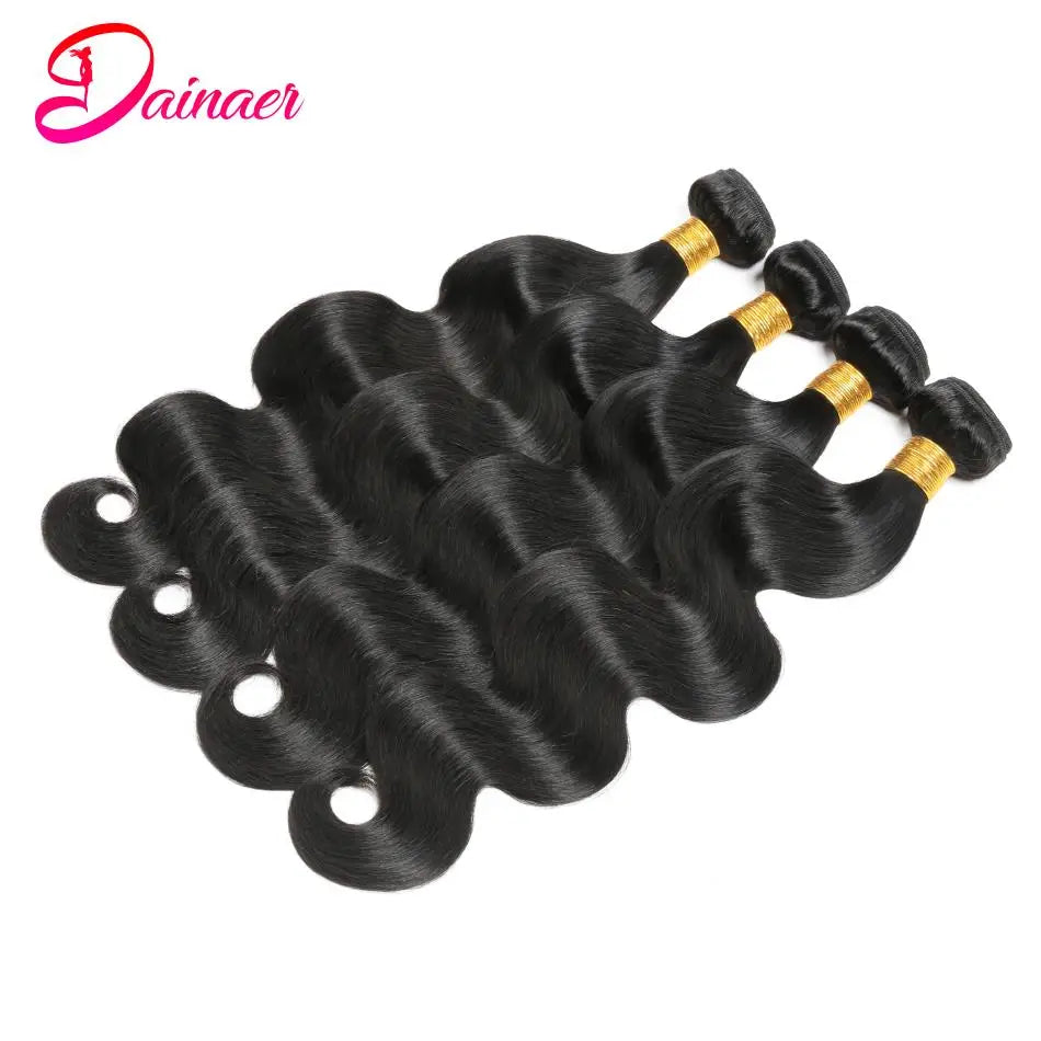 3 PCS Body Wave Bundles 100% Unprocessed Virgin Hair Brazilian Weaving Human Hair Bundles Natural Color Remy Hair Extensions
