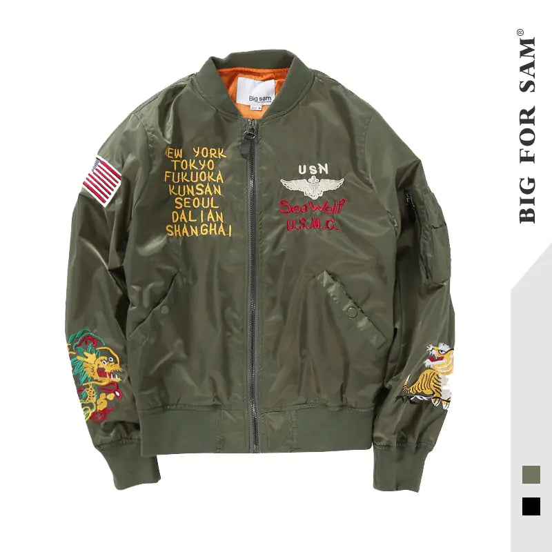 Embroidered Aviator Style Jacket