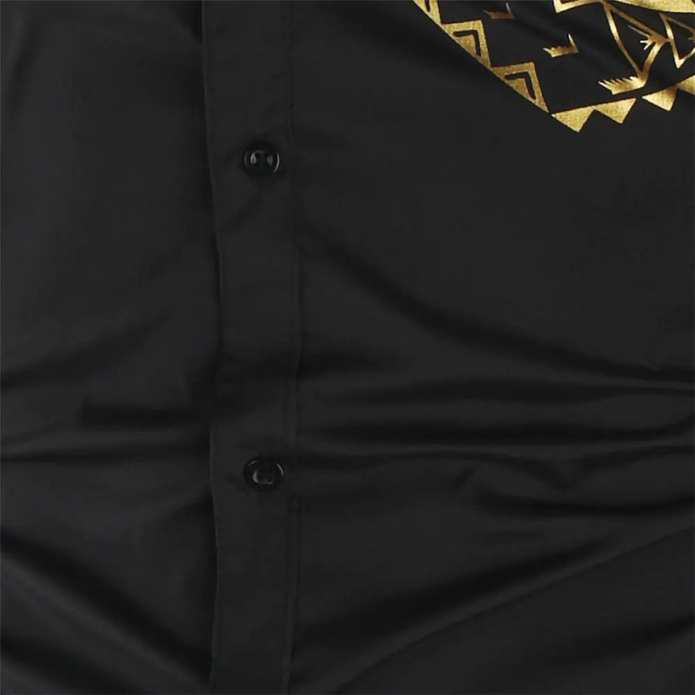 Luxury Gold Accent Slim Fit Long Sleeve Shirt