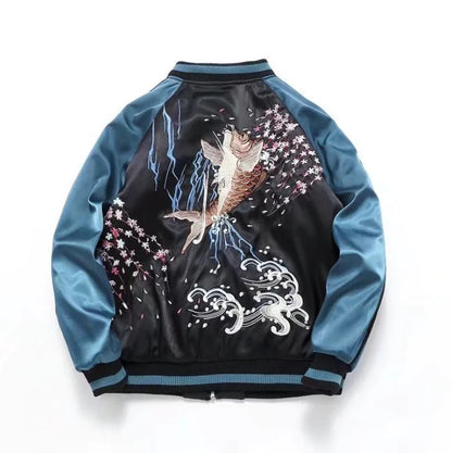 Koi Embroidered Bomber Jacket