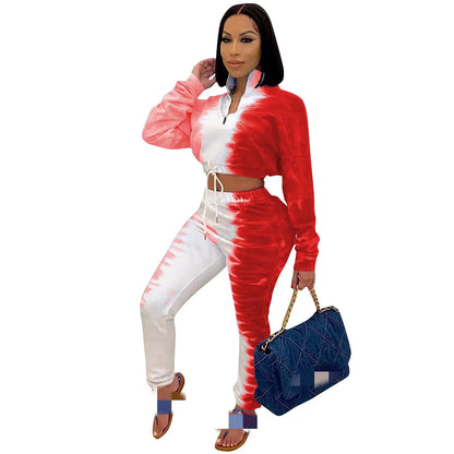 🏃‍♀️ Women’s 2-Piece Stretch Sportswear Set – Printed Tracksuit with Sweatshirt & Joggers