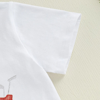 Boys Stylish Summer Ensemble Relaxed Fit Tee with Golf Print and Matching Shorts for a Cool 2-Piece Set
