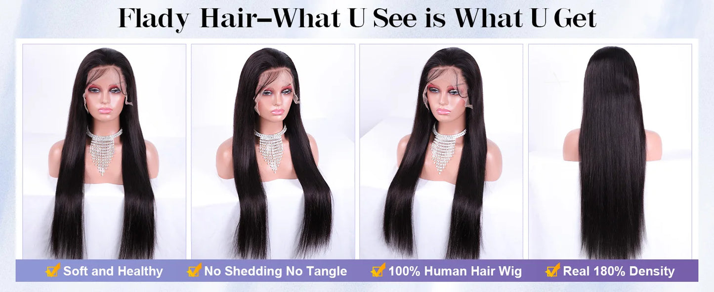 38 42 48 Inch 13x6 HD Transparent Bone Straight Lace Front Wigs 300 Density Straight Lace Front Wigs Brazilian Human Hair Wigs