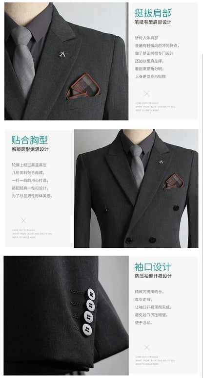 Customer Made Clothes Men Casual Fashion Business Blazer Jacket for Men Double Breasted Suit Jackets Coat Male Men Clothing