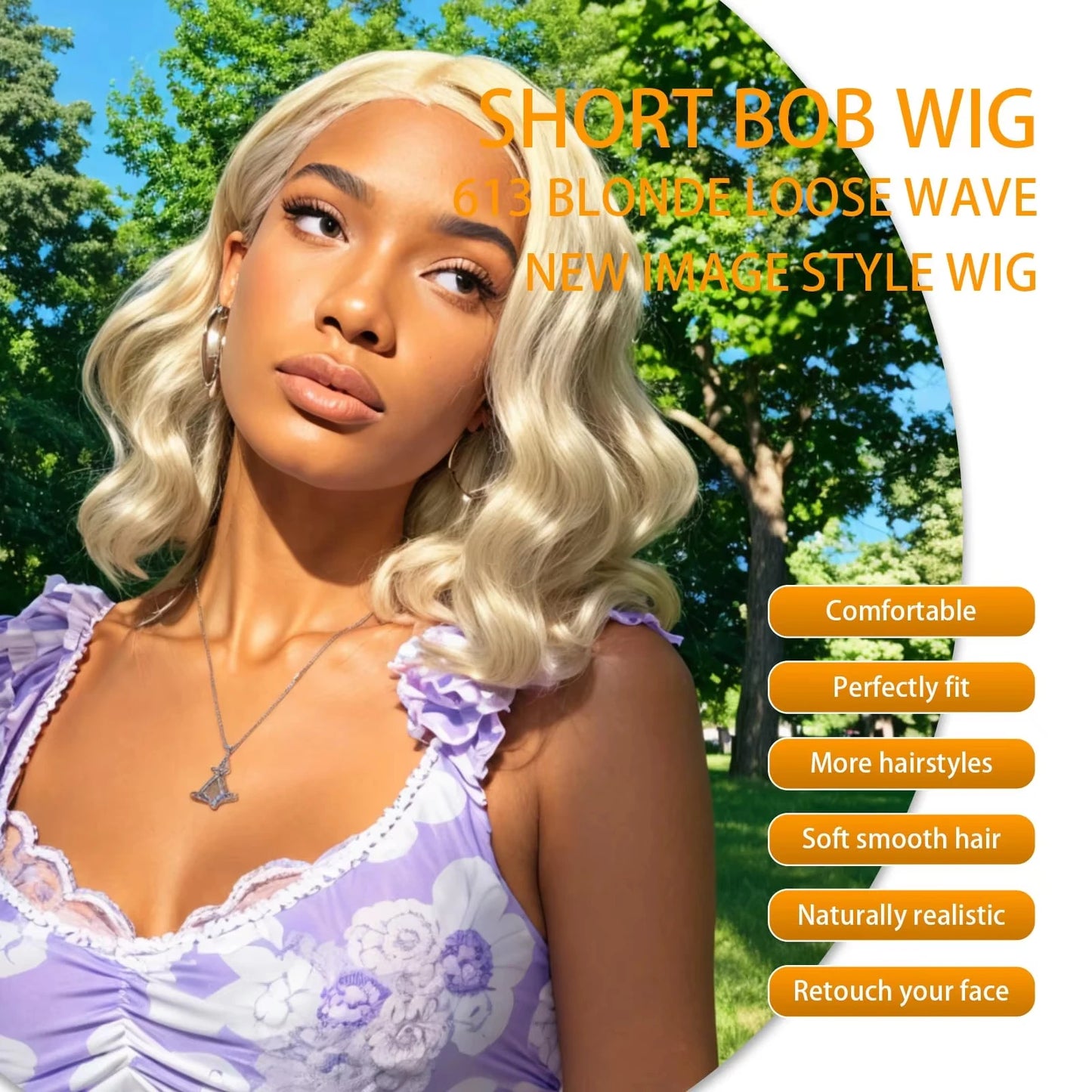 180% Density 613 Blonde Loose Wave Bob Wigs Short Bob Wig Body Wave Wigs Human Hair Left Side Part 5x5 HD Lace Wig For Women