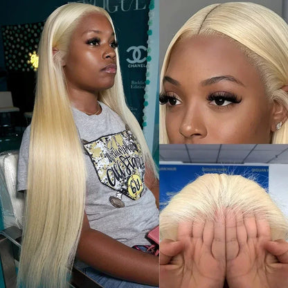 200 Density 13x4 13x6 HD Transparent Full Frontal Lace 613 Blonde Colored Straight Human Hair Wigs Lace Front Wigs 34 36 Inch