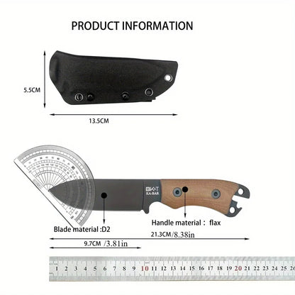 High Hardness Light Straight Knife Ultra Durable D2 Steel Blade Linen Handle Outdoor Camping Survival Tactics EDC Hunting Knife