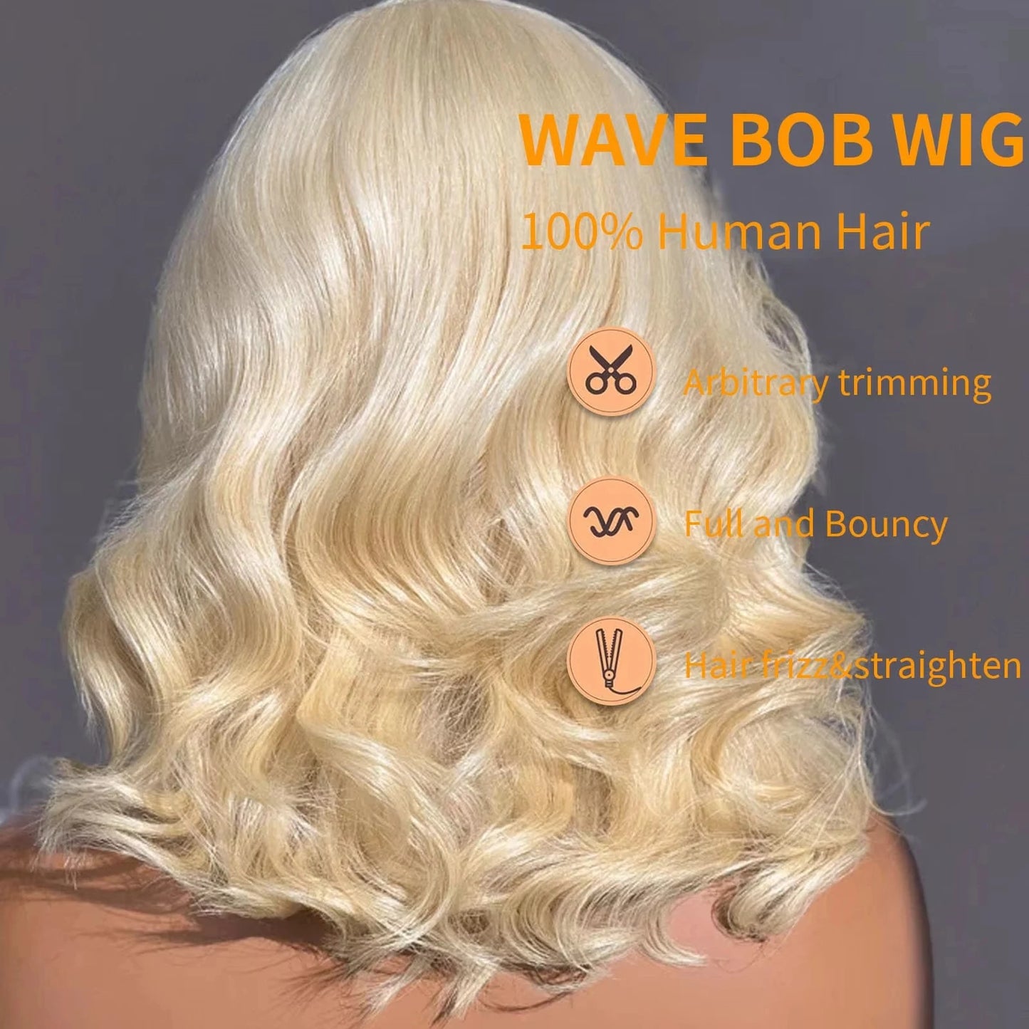 180% Density 613 Blonde Loose Wave Bob Wigs Short Bob Wig Body Wave Wigs Human Hair Left Side Part 5x5 HD Lace Wig For Women