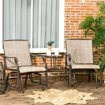 Outdoor Glider Chairs with Coffee Table Patio 2Seat Rocking Chair Swing Loveseat with Breathable Sling for Backyard Garden