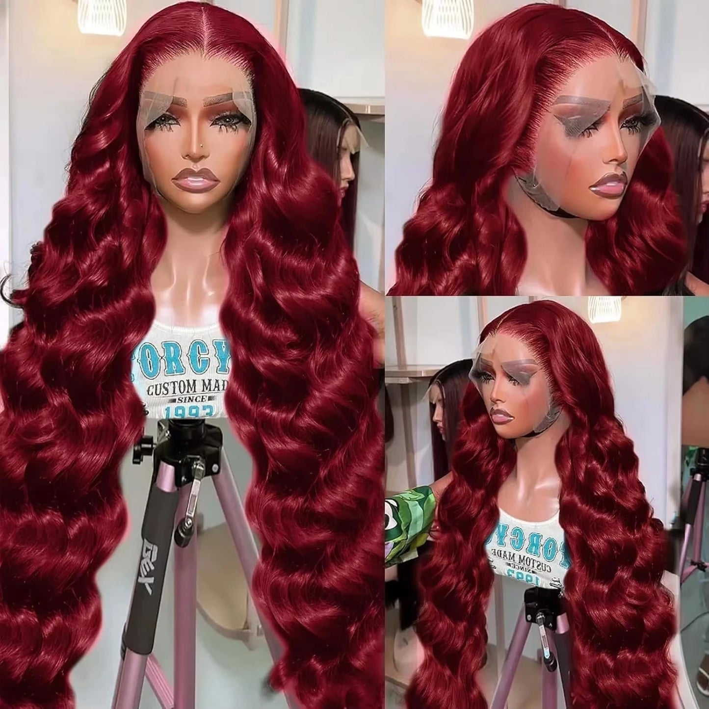 30 Inch 200% Body Wave Wig Burgundy 99J Lace Front Wig 13x4 13x6 HD Lace Frontal Wig Human Hair Pre Plucked 99j Red Colored Wig