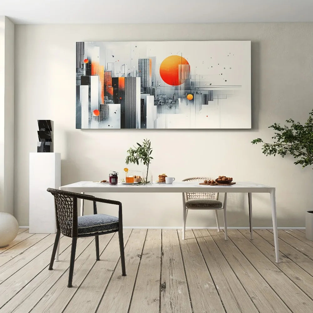 【 Elegant 】 Modern abstract canvas art, pine frame - geometric urban landscape design, 1.5 inches thick, interior decoration