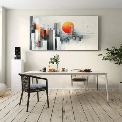 【 Elegant 】 Modern abstract canvas art, pine frame - geometric urban landscape design, 1.5 inches thick, interior decoration