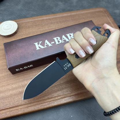 High Hardness Light Straight Knife Ultra Durable D2 Steel Blade Linen Handle Outdoor Camping Survival Tactics EDC Hunting Knife