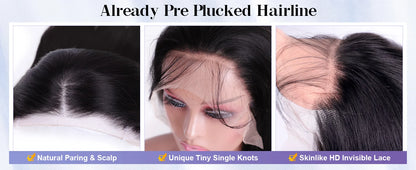 38 42 48 Inch 13x6 HD Transparent Bone Straight Lace Front Wigs 300 Density Straight Lace Front Wigs Brazilian Human Hair Wigs
