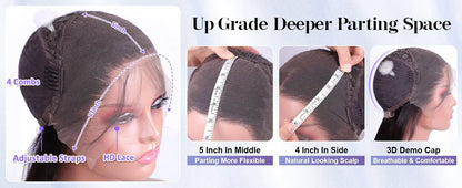 38 42 48 Inch 13x6 HD Transparent Bone Straight Lace Front Wigs 300 Density Straight Lace Front Wigs Brazilian Human Hair Wigs