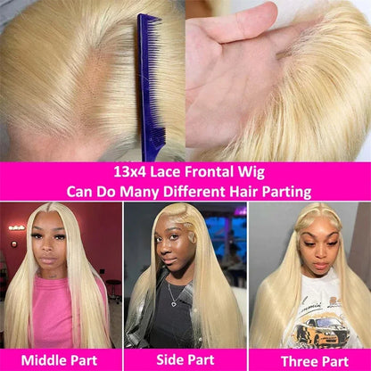 200 Density 13x4 13x6 HD Transparent Full Frontal Lace 613 Blonde Colored Straight Human Hair Wigs Lace Front Wigs 34 36 Inch