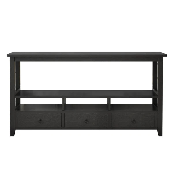 3 Tier Vintage Solid Console Table with 3 Drawers and Shelves, Industrial Console Table Coffee Table