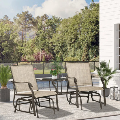 Outdoor Glider Chairs with Coffee Table Patio 2Seat Rocking Chair Swing Loveseat with Breathable Sling for Backyard Garden