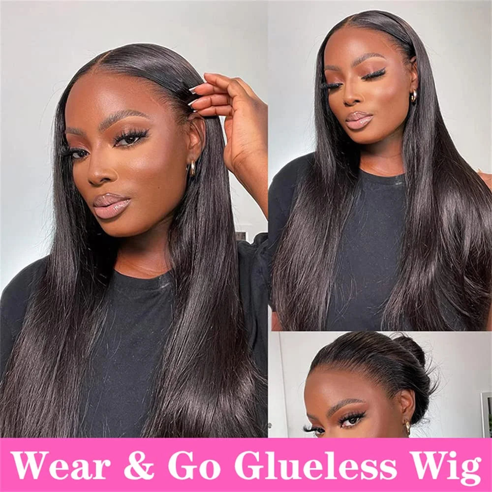 200 Density Black 4x4 5x5 Straight PreCut Closure Glueless Wig bleached knot Brazilian Virgin Hair For Women HD Transparent Lace
