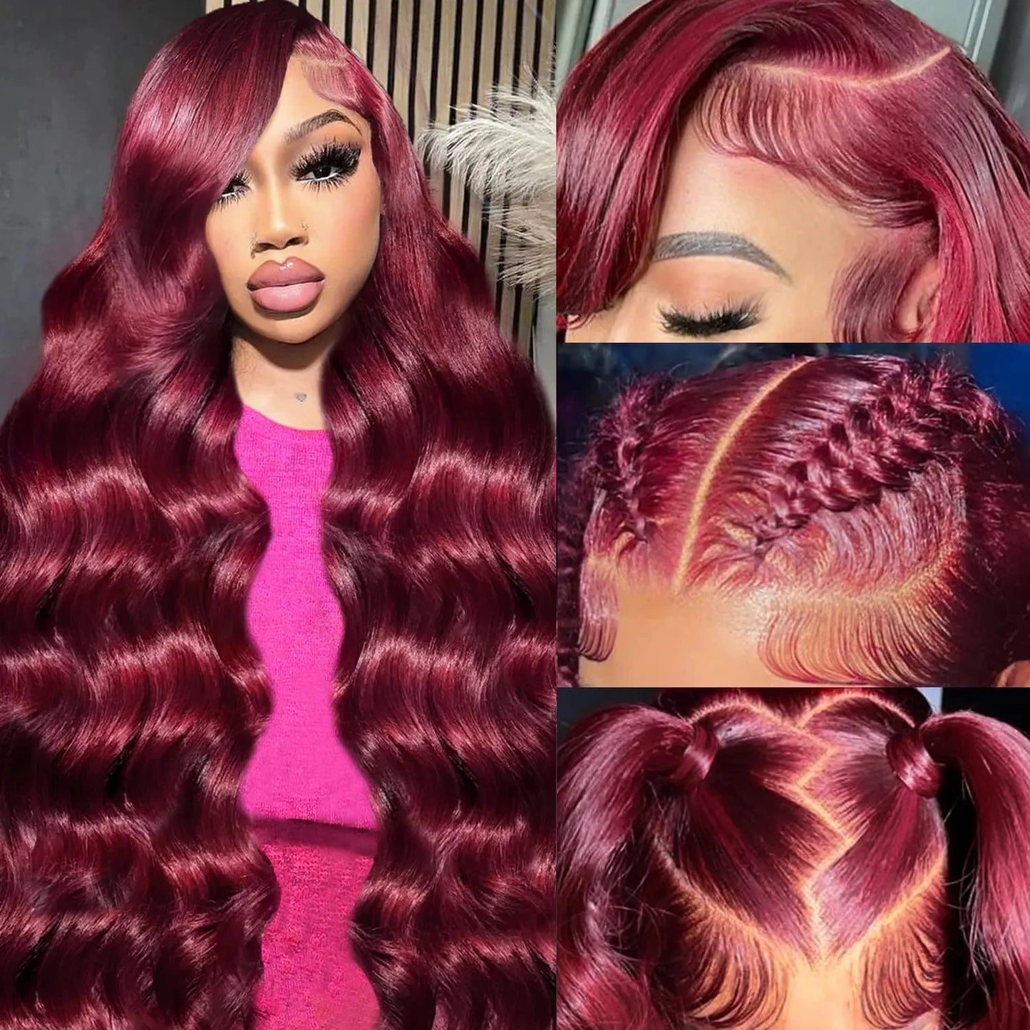 200 Density 13x6 Hd Lace Front Human Hair Wig 99J Burgundy Preplucked Hd Transparent 13x4 Body Wave Human Hair Lace Frontal Wigs