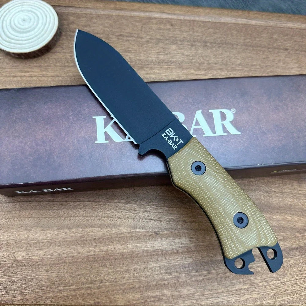 High Hardness Light Straight Knife Ultra Durable D2 Steel Blade Linen Handle Outdoor Camping Survival Tactics EDC Hunting Knife