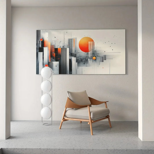 【 Elegant 】 Modern abstract canvas art, pine frame - geometric urban landscape design, 1.5 inches thick, interior decoration