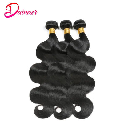 3 PCS Body Wave Bundles 100% Unprocessed Virgin Hair Brazilian Weaving Human Hair Bundles Natural Color Remy Hair Extensions