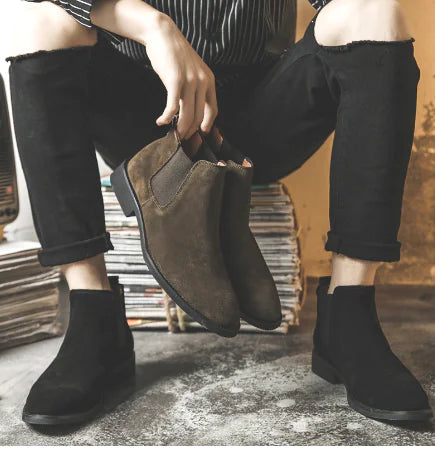 Men’s Classic Chelsea Boots – High-Top Slip-On Style with PU Leather Finish