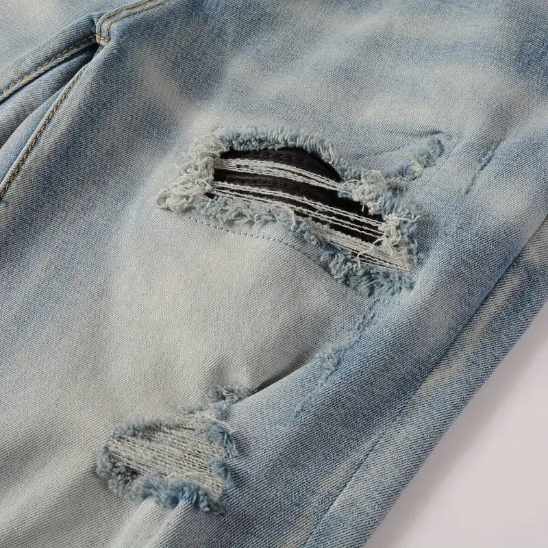 Distressed Patchwork Jeans