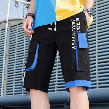 🩳 Men’s Urban Streetwear Shorts – Casual 5-Point Loose Fit with Side Stripe
