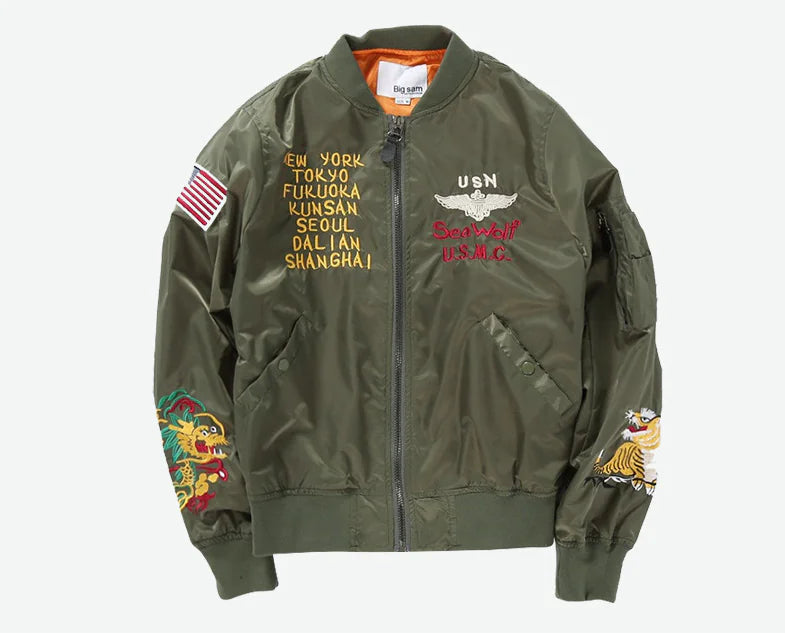 Embroidered Aviator Style Jacket