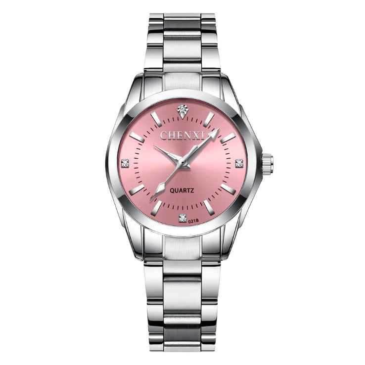 CHENXI Elegant Women’s Quartz Watch – Silver & Blue Minimalist Style