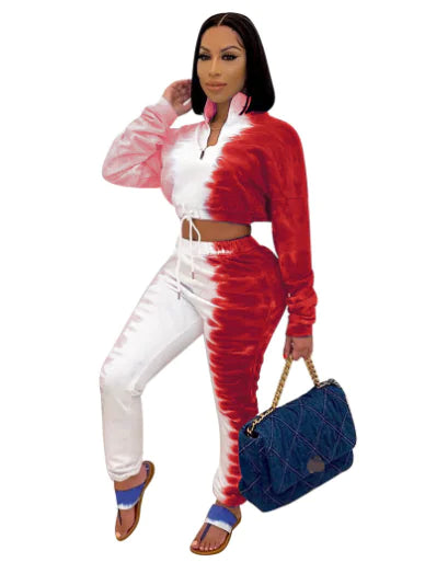 🏃‍♀️ Women’s 2-Piece Stretch Sportswear Set – Printed Tracksuit with Sweatshirt & Joggers