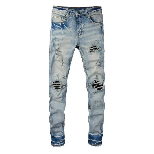 Distressed Patchwork Jeans