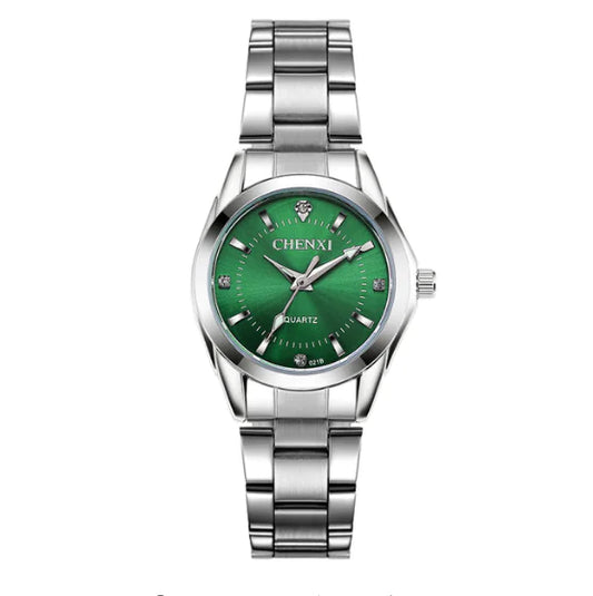 CHENXI Elegant Women’s Quartz Watch – Silver & Blue Minimalist Style