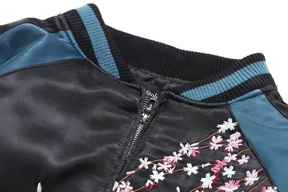 Koi Embroidered Bomber Jacket