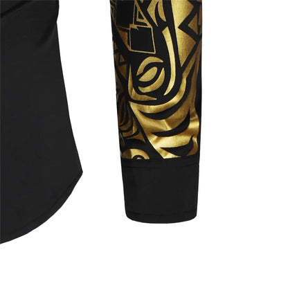 Luxury Gold Accent Slim Fit Long Sleeve Shirt